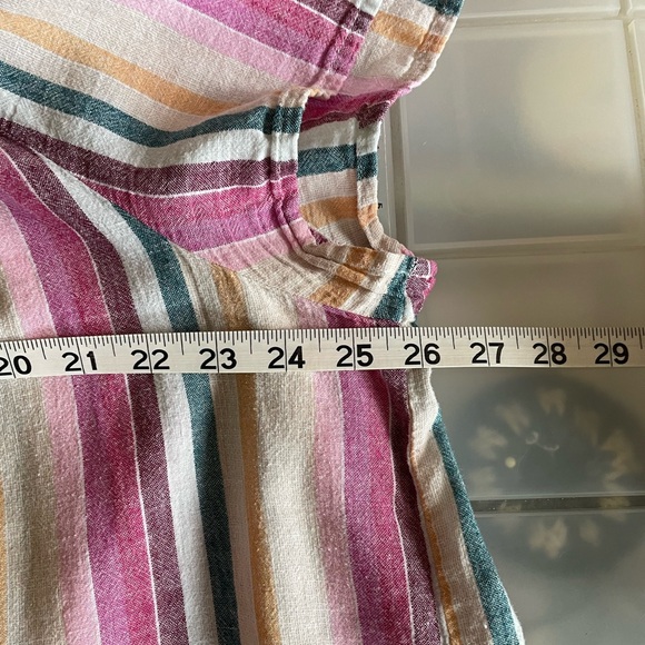 BEACH LUNCH LOUNGE Linen Cotton Blend Striped Peasant Top - Size 2X - Picture 4 of 5